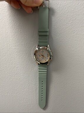 Fossil Sage/Mint Silicone Strap Silver-Tone Chronograph Watch